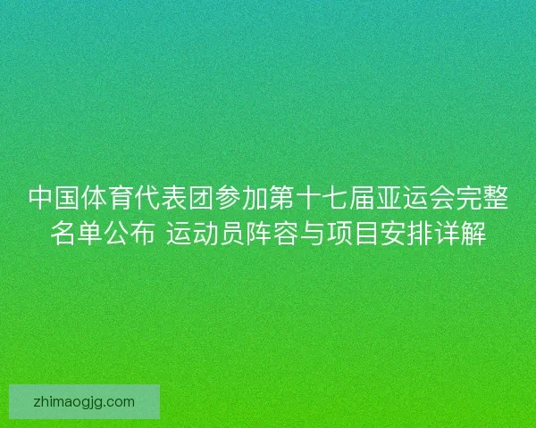 中国体育代表团参加第十七届亚运会完整名单公布 运动员阵容与项目安排详解